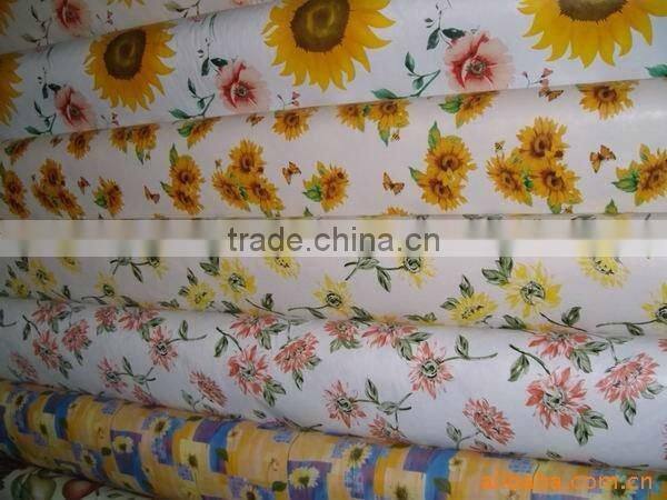 Newest transparent printed flowers all-in-one vinyl table cloth piece/roll