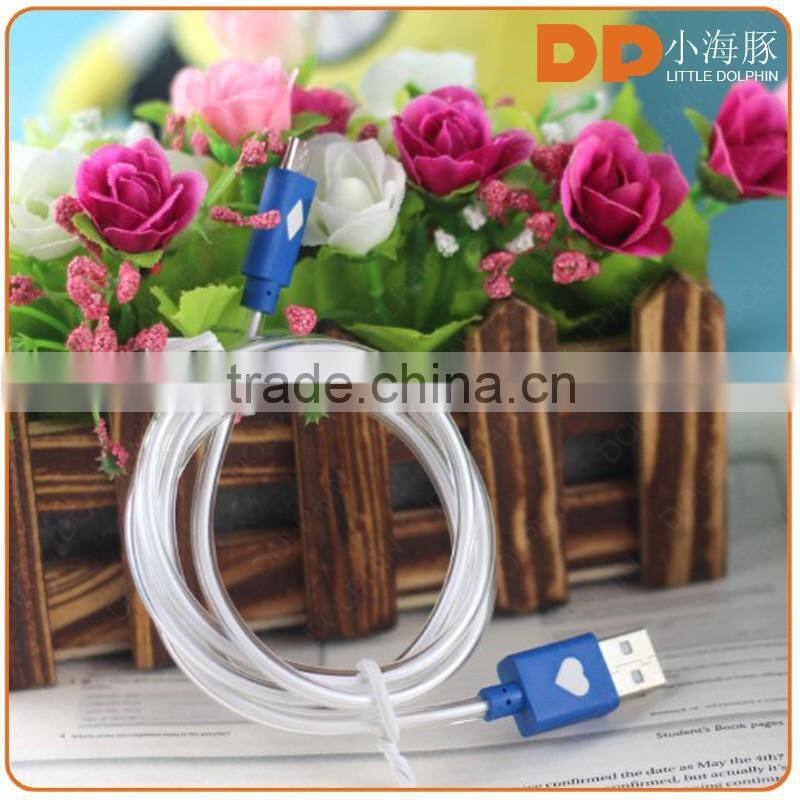 new premium color changing 2.0 gold plated sync data cable glowing LED charger charging cable for android