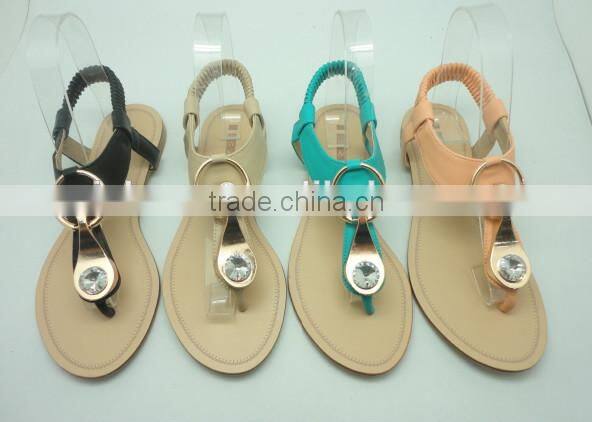 wholesales good selling fashion fancy flat sandal with charming trim