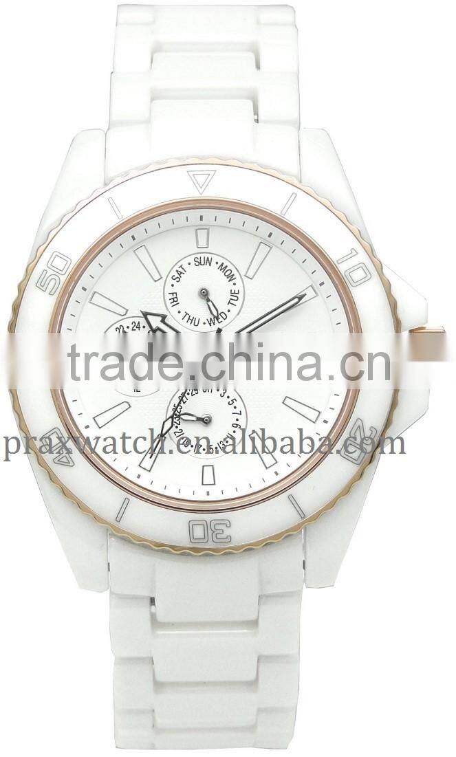 quartz watch ceramic 3atm stainless steel case back japan movt men women wrist watch