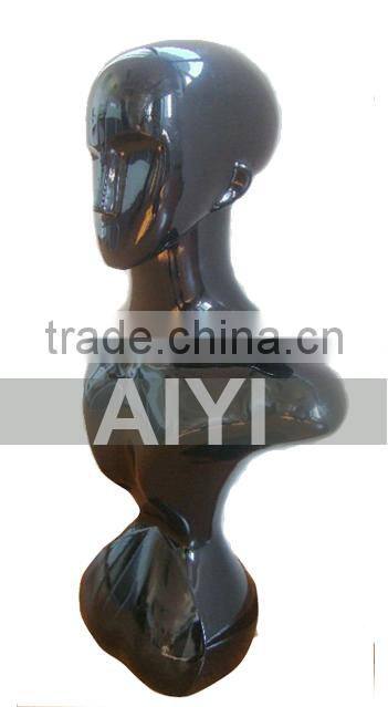 glossy black fashion window display female mannequin head for hats