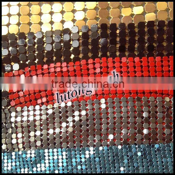 Anping colorful metallic cloth/metal mesh fabric/hotel metal curtain/free sample