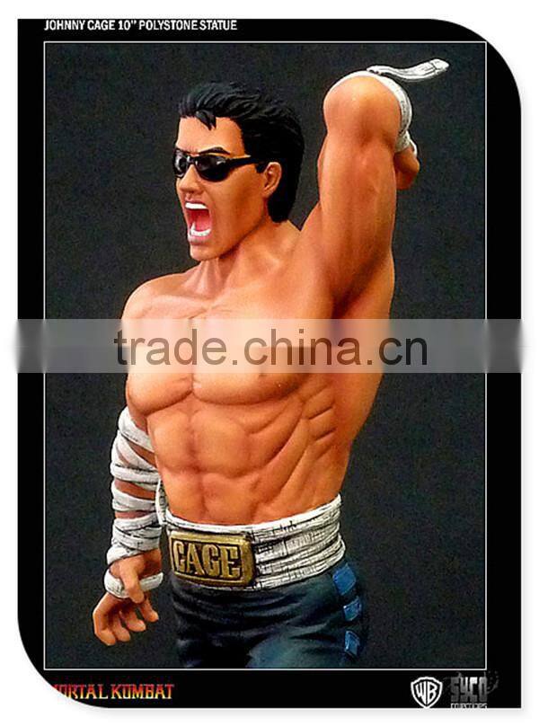 Online game characters Johnny Cage supper handsome man moveale polyresin statue & figurines toy
