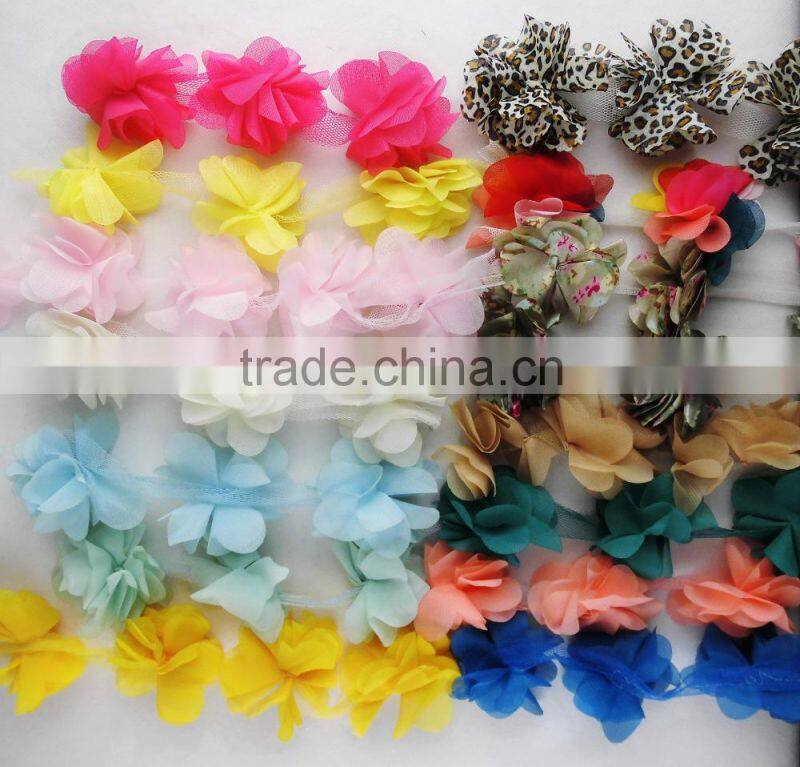 19colors Barcode bud silk chiffon flowers lace trimming