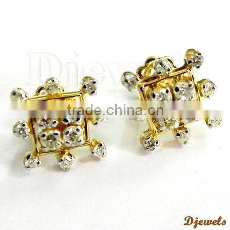 Diamond Gold Earrings, Wedding Diamond Jewelry, Earring Jewelry
