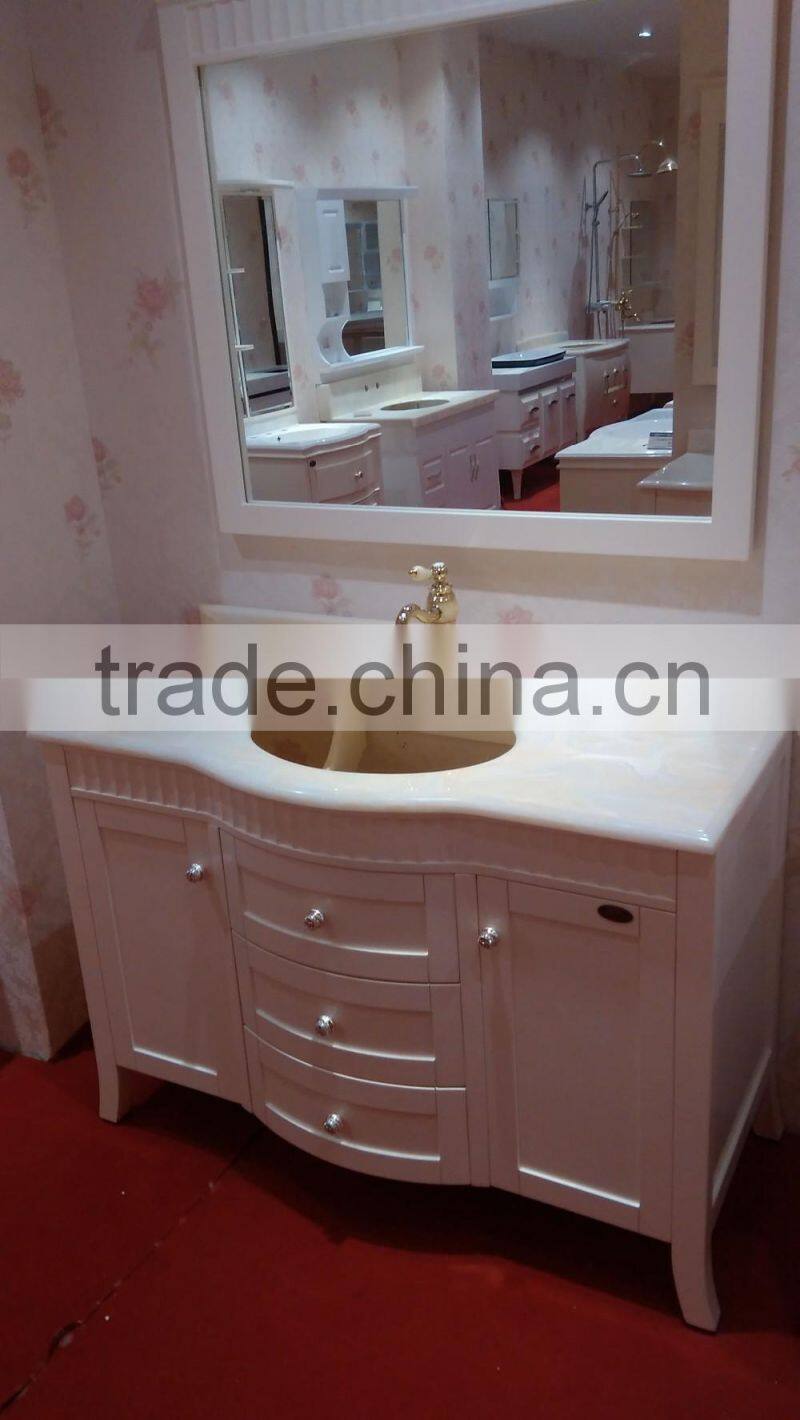 kangchen solid wood,oak wood bathroom cabinet withTouch screen lamp mirror cabinet