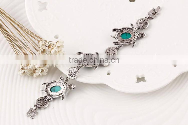 Animal bracelet necklace earring set alloy 4pcs turquoise tortoise jewelry sets