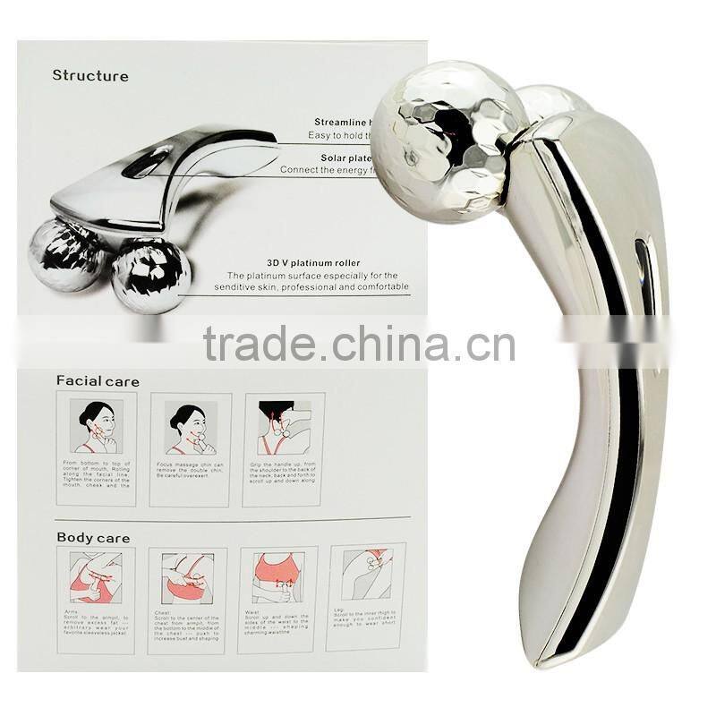 3D Facial Massage Roller Y Shape Platinum Solar Energy Massager