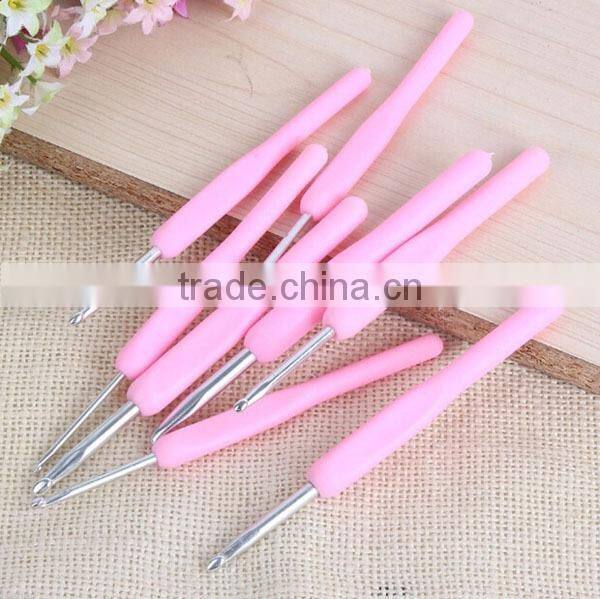 2015 New plastic handle crochet hook set, knitting needle crochet hook