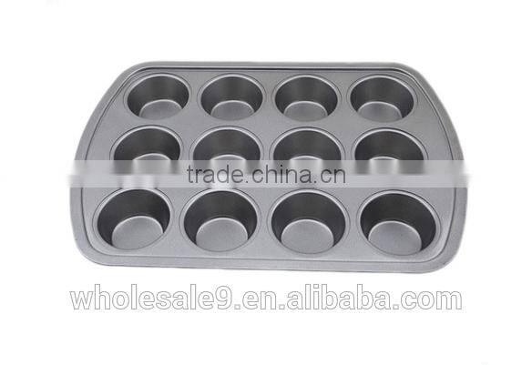 hot sale 12 cups non-stick carbon steel muffin baking tray