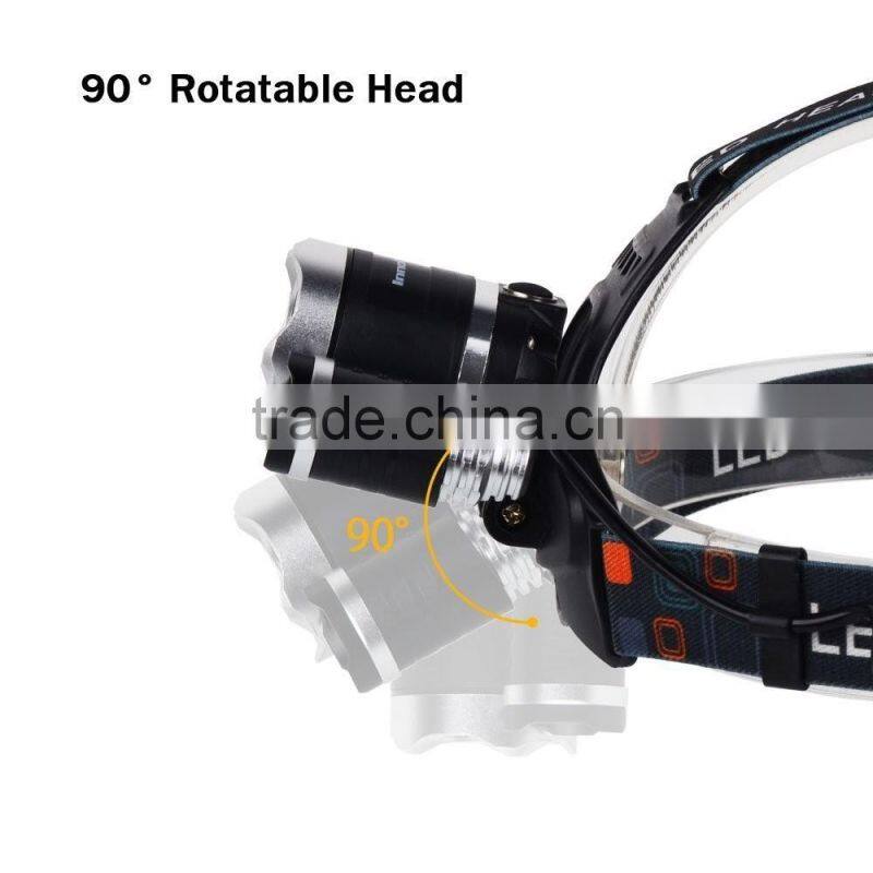 Rechargeable 5000 Lumen 3x CR EE XM-L T6 LED Headlamp,Flashlight Camping hunting Headlight,LED rechargeable high power Headlamp