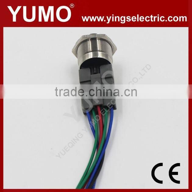 LA19 series IP65 6 pin terminal 5A/250VAC Stainless metal push button with connector metal push button socket base