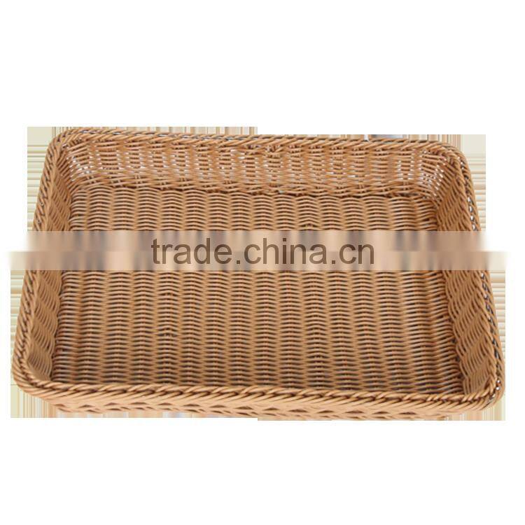 Handcraft PE rattan fruit vegetables basket double for supermarket display