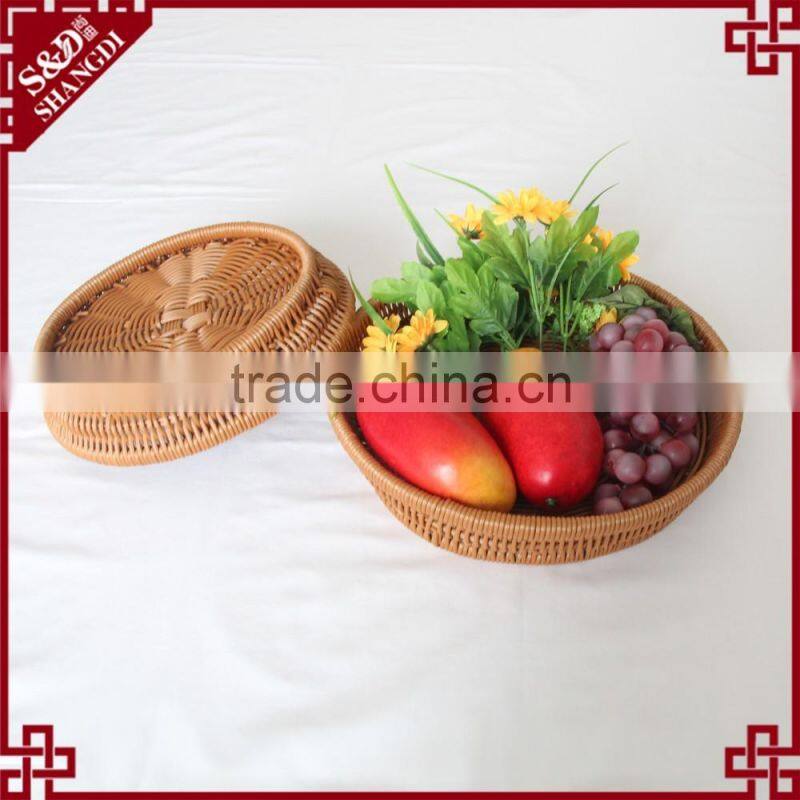 Round shape rattan craft fruit proofing basket for supermarket storage