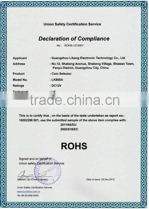 LK800A+ Hot sale Electronic vertical type coin acceptor for electronic roulette