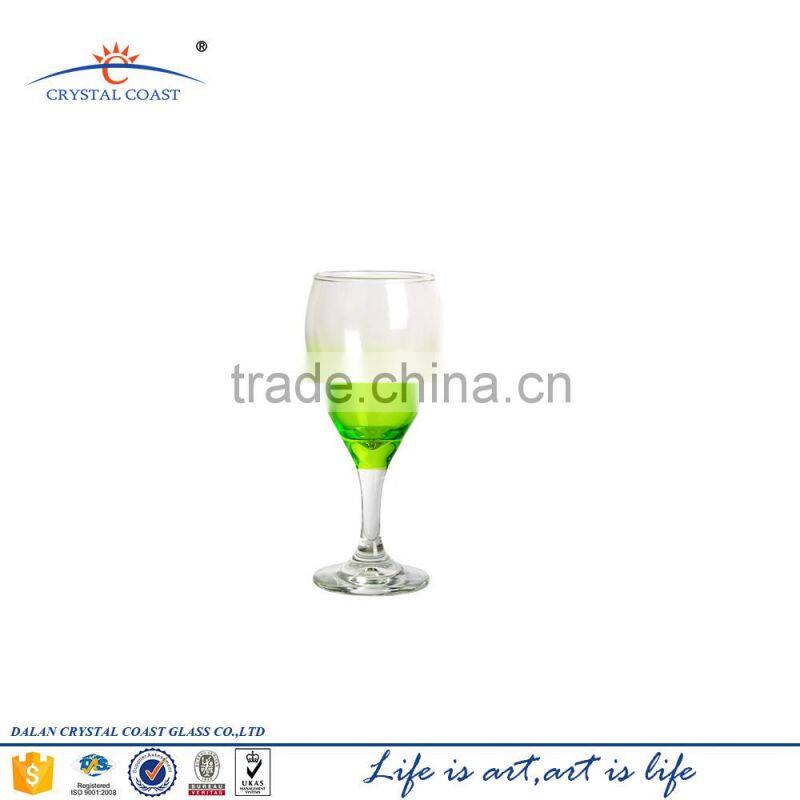 Wholesale hand made hot selling green color wine glass goblets