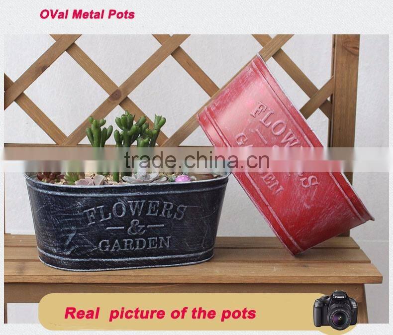 cheap shabby indoor oval shape balcony flower pots for succulent plants