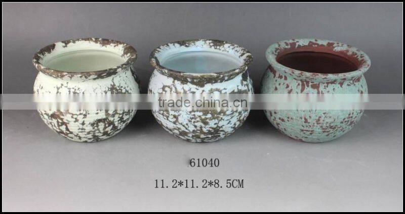 green glazed stoneware flower pot