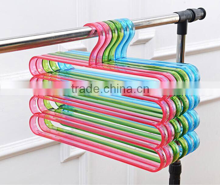 Fashion Colorful 4Layer Plastic Trousers Hanger Towel Hanger Clothes Hanger