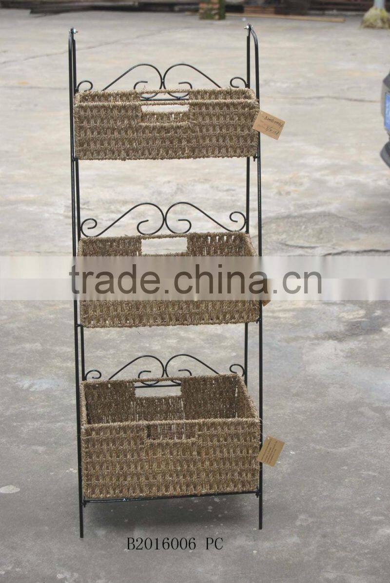 seagrass iron shelf basket