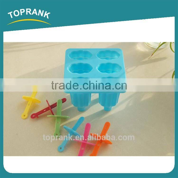 Toprank Colorful Candy Color DIY 6 Pieces Ice Cream Popsicle Mold/Ice Cream Pop Maker Plastic Ice Lolly Mould