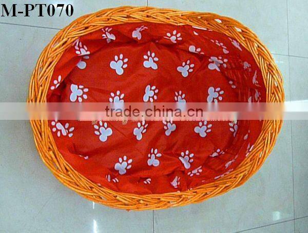 5 pcs set Round wicker pet basket with red floral liner
