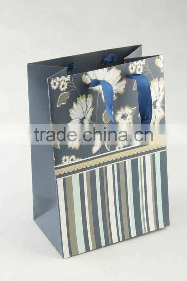Printed Foldable Gift Bag With Stripe Patterns/ Shopping Paper Bag