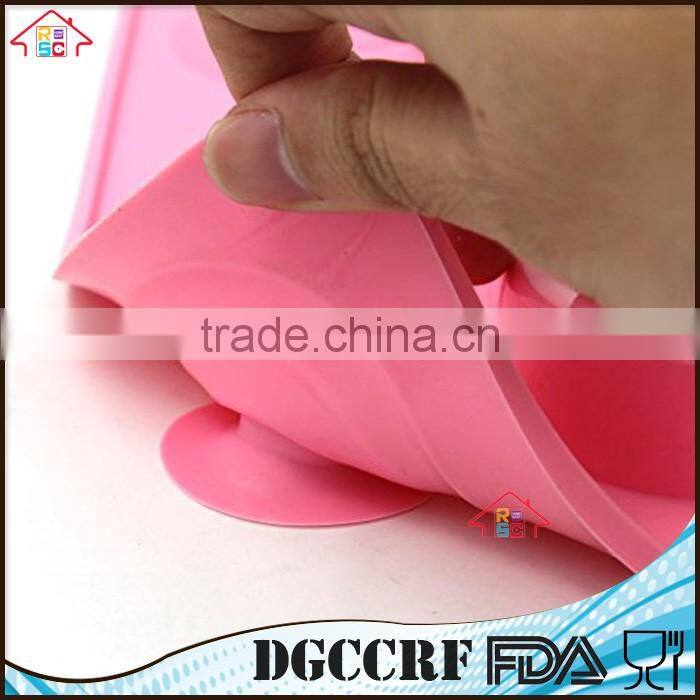 NBRSC Silicone Kids Plates Baby Food Mat Silicone Suction Placemat Happy Face Feeding Plate for Toddlers