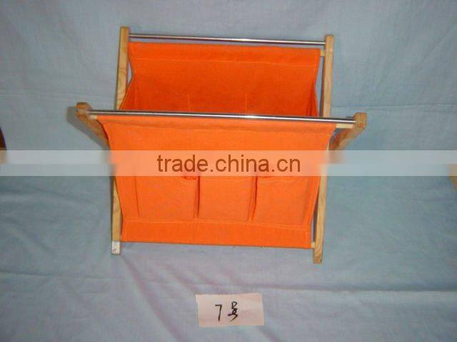 vogue folding wooden laundry basket with cotton bag