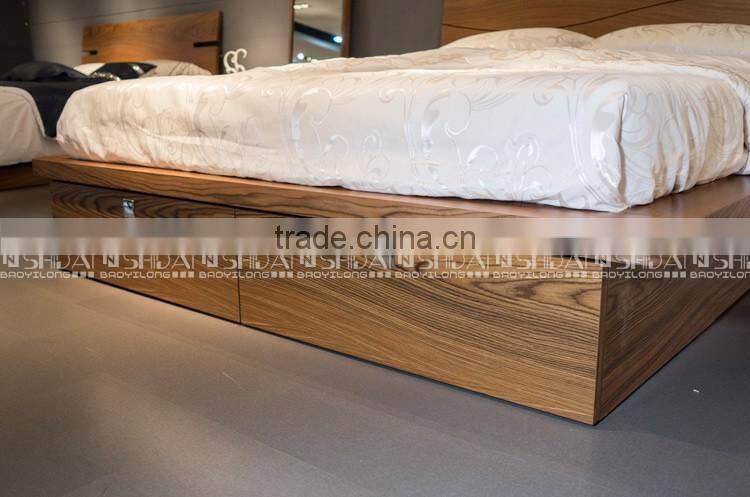 Queen Size Simple Design Wooden Bed Room Furniture With Four Drawers