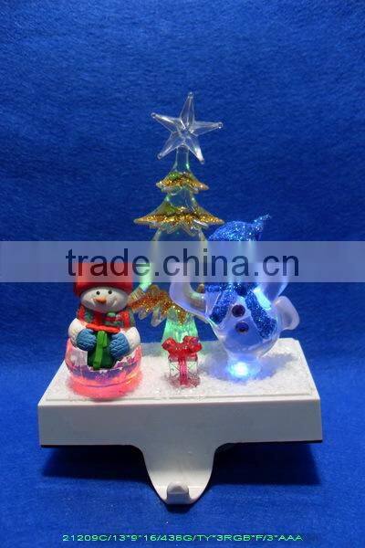 2015 christmas double snowman stocking holder with led