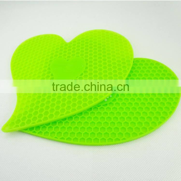 Lover heart cellular shaped Heat Resistant Silicone Pot Holder/Mat/Pad/Trivet/Coaster