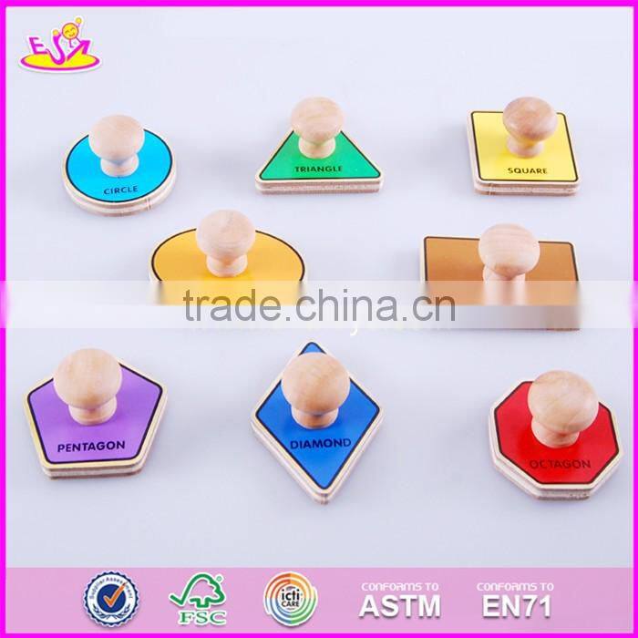 2017 New design preschool kids matching geometry wooden jumbo knob puzzle W14M099