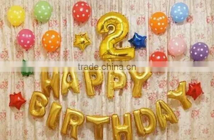 16 inch helium Inflatable Foil Balloons party Decoration gold foil/aluminum balloon