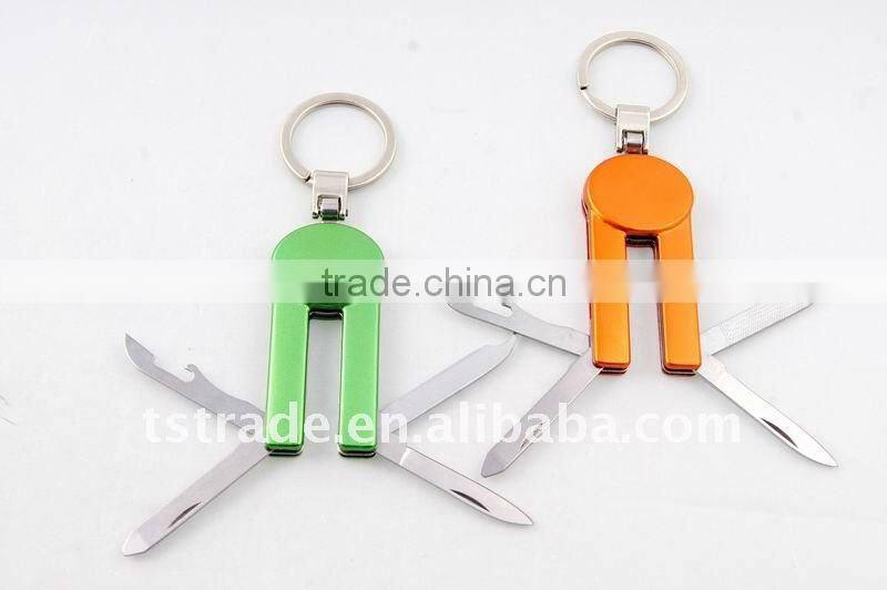 2014 Mini Cute design LED metal utility keychain gift knife K132A.