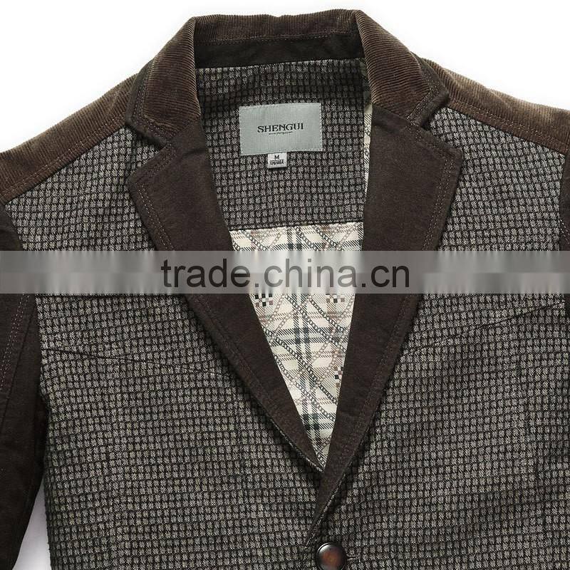 2016 new design slim fit blazer for man grid business suit 100% wool spring / autumn clothes