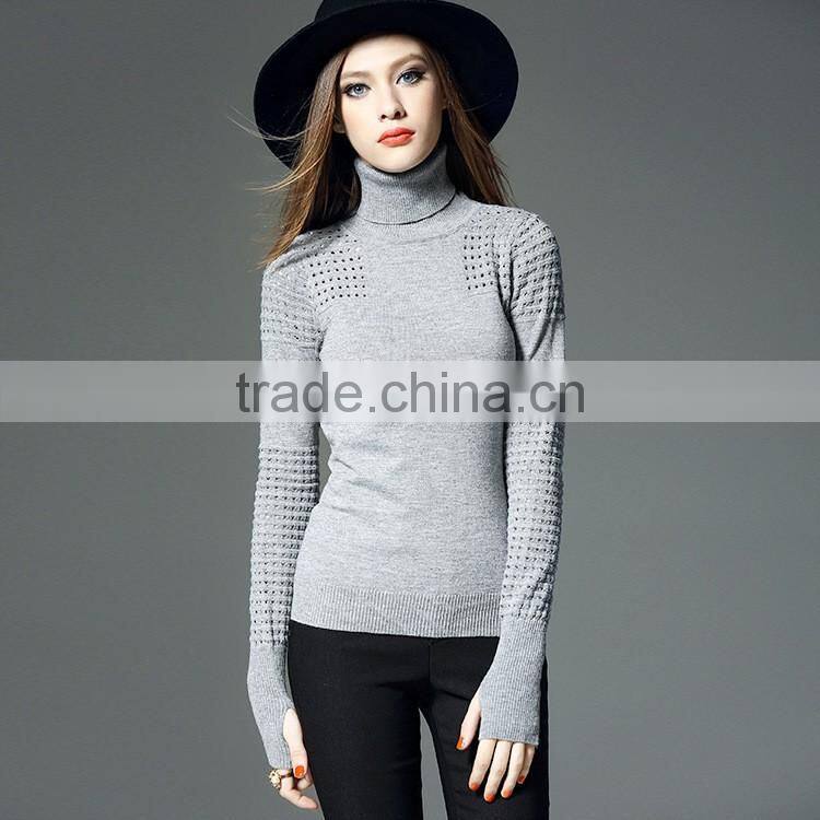 100% cashmere knitting women turtleneck pullover sweater sweet bottoming shirt