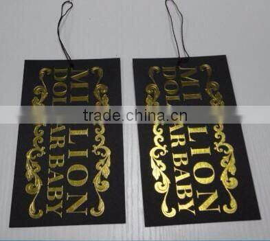 2016 high quality hot stamping Hang Tags Swing Tags with customized design