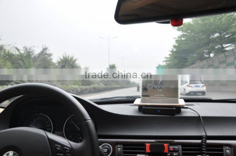 Wireless charging car HUD (or vehicular HUD heads up display + mobile wireless charging base)