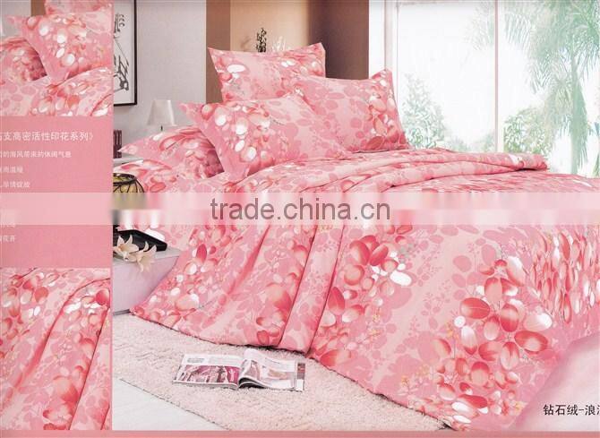 100%polyester digital printed tulip flower design diamond velvet bedding set
