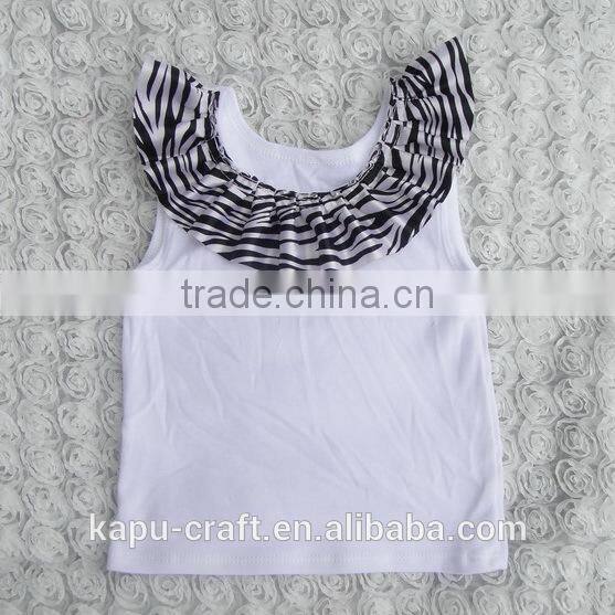 Boutique Baby Girl White Cotton Tank Top Manufacturer With Satin Ruffle