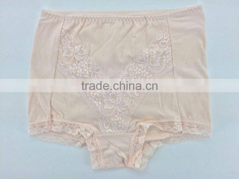 Fashion Style! 2015 New Arrival Light Orange Color Briefs With Lace Comfortable Wearing Big Size Women Mommy Pants