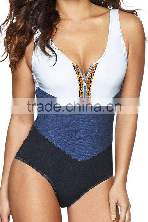 ladies big cut out back one piece swimwear