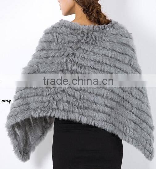 2015 2016 wholesale best-selling women cashmere knitted faux fur poncho