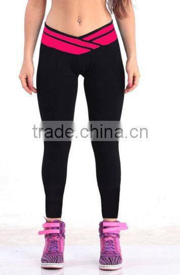 3/4 Length block color mixed design Women's Tights Capri Leggings for running yoga excersize dancing