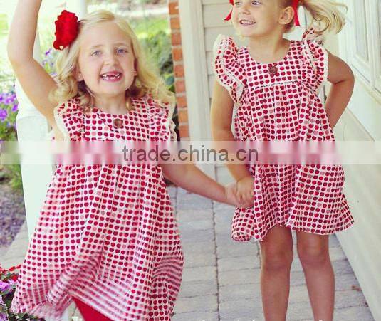 Apple Printed Lace Ruffles Sleeves Girls Party Dresses Best Selling Products 2017 In USA