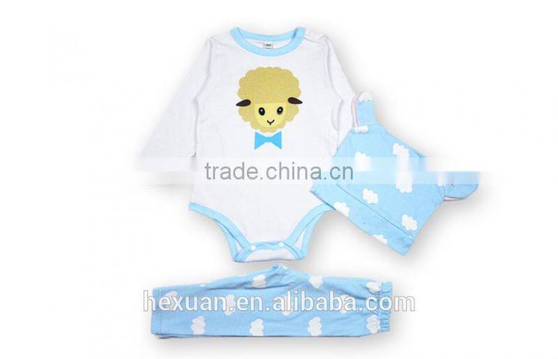 Anti-shrink promotion peruvian animal printed wholesale price baby boy Baby long-sleeve romper set