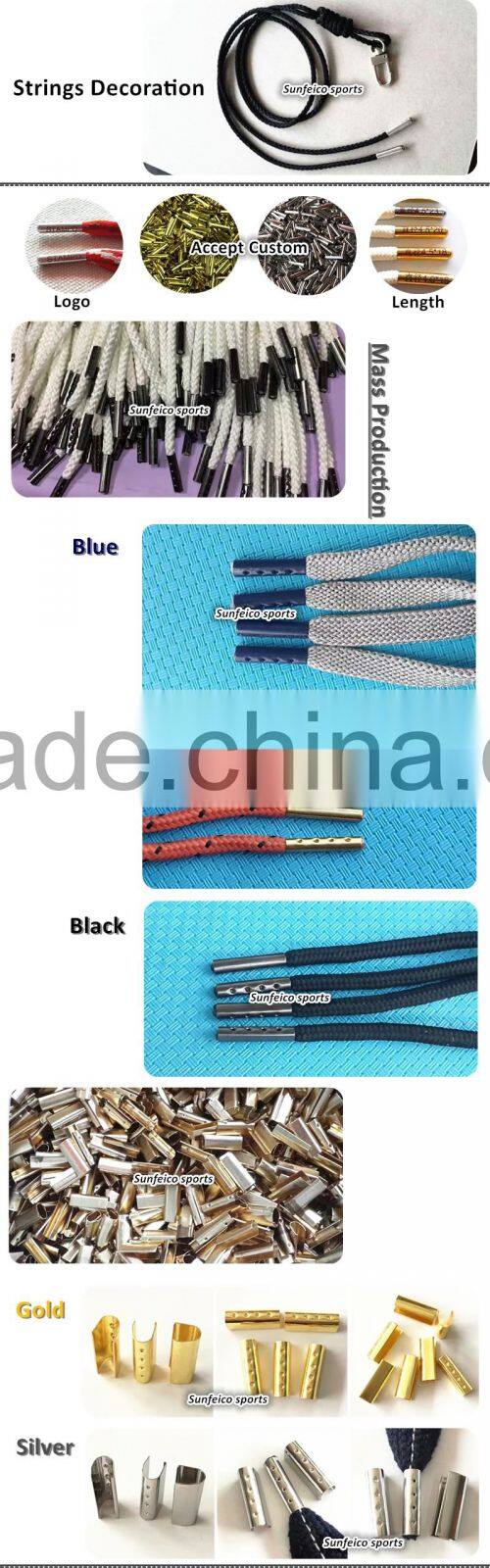 Silver Brass Customized Engraved Logo Aglets for shoelaces - Drawstring Metal Aglets Manufactuer