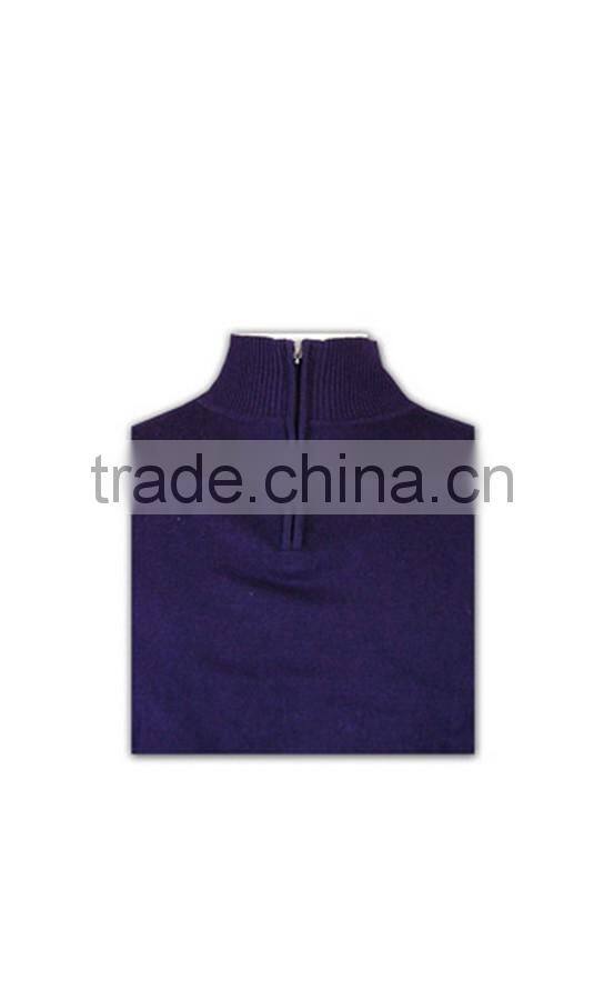 ISO9001/BSCI Manufature purple zipper mens blank wool sweater