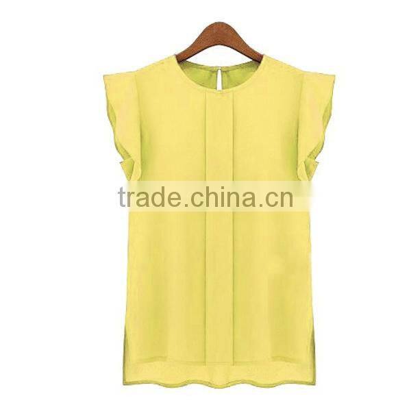 New design office ladies chiffon short sleeve blouses